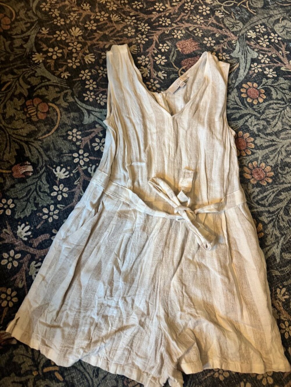 LOFT Striped Linen Blend Sleeveless Romper Size 2